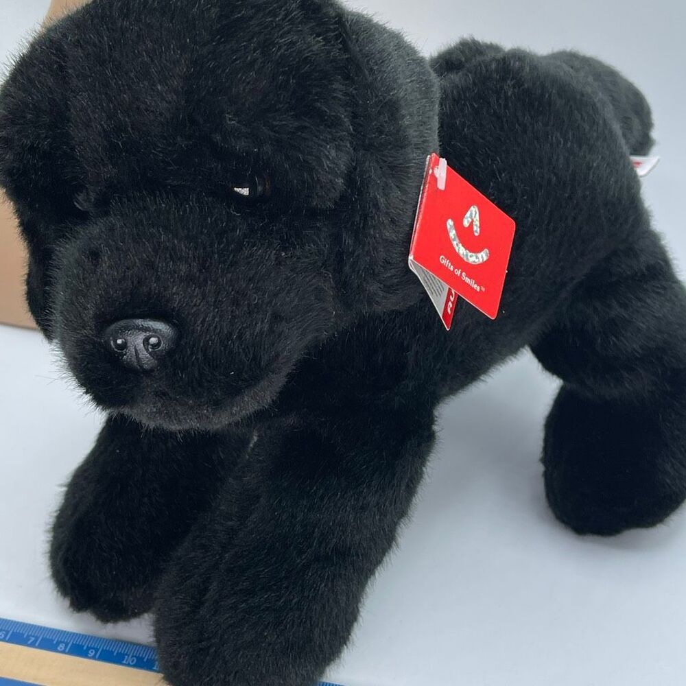 NWT Aurora black lab puppy plush 11”.